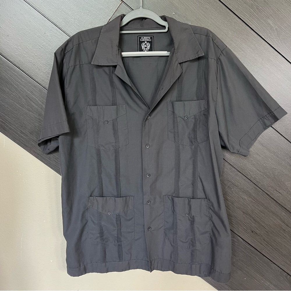 Alberto Cardinali Men's Charcoal Short Sleeve Button Down‎